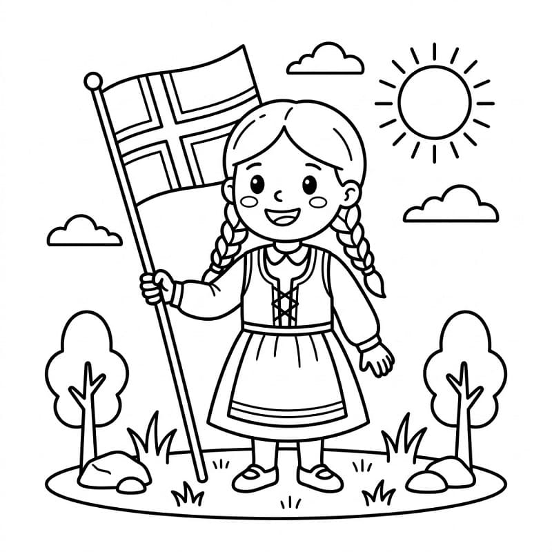 Norges Flagg Fargelegging