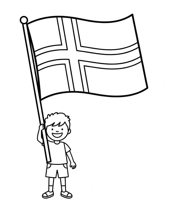 Skriv ut Norges flagg fargelegging