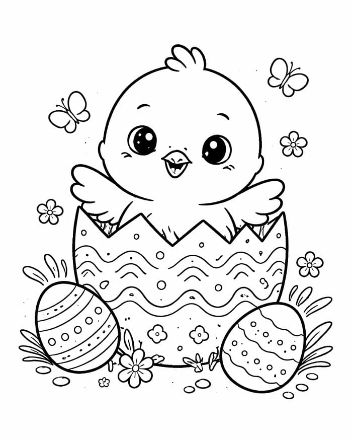 Søt Påskekylling fargelegging