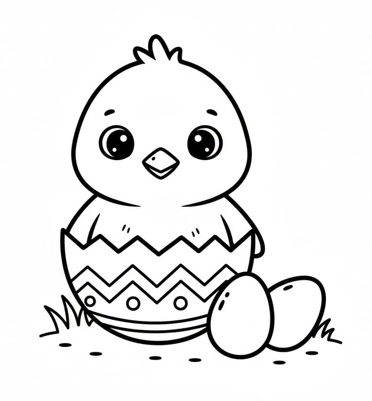 Tegneserie Påskekylling fargelegging