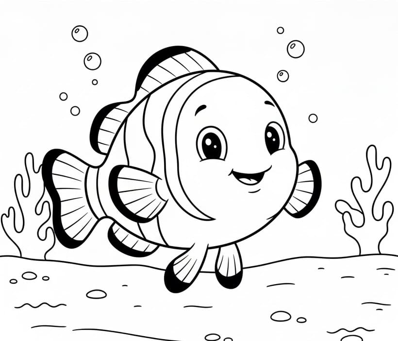 Utskriftbar Fisk for Barn fargelegging