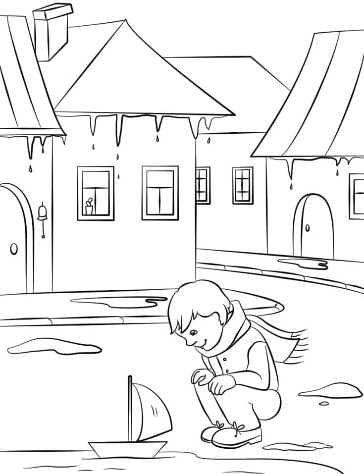 Utskriftbar vår for barn fargelegging