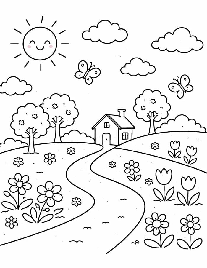 Utskriftbar vår fargelegging