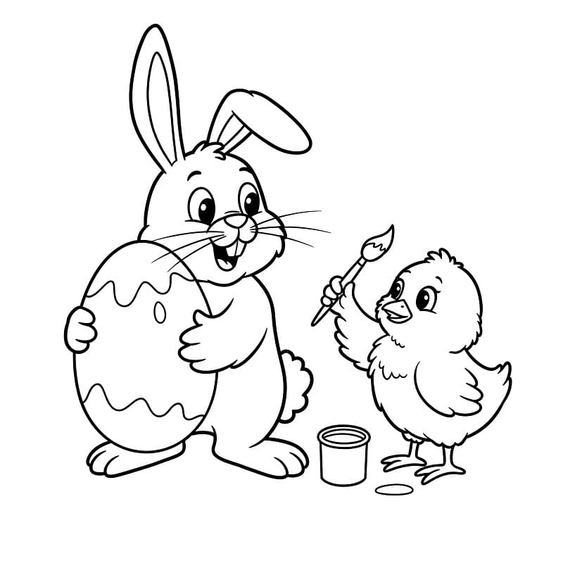 Utskriftbart bilde Påskeharen fargelegging
