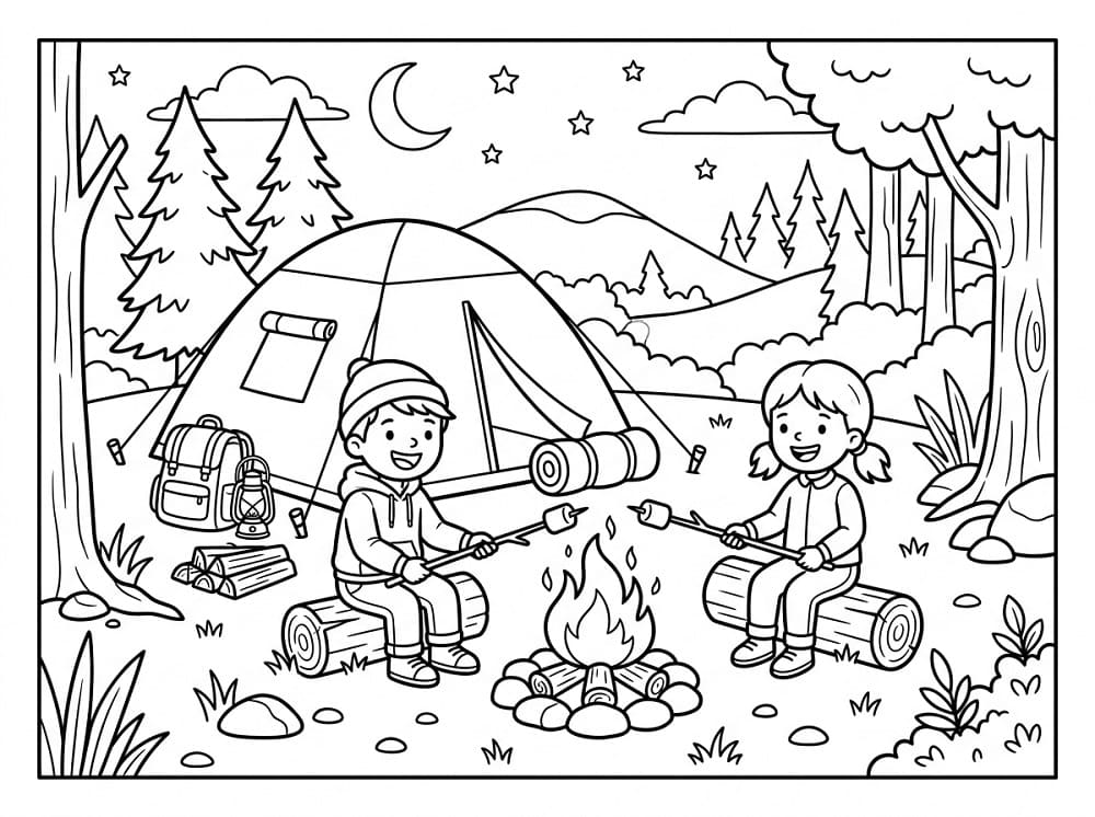 Avslappende camping fargelegging