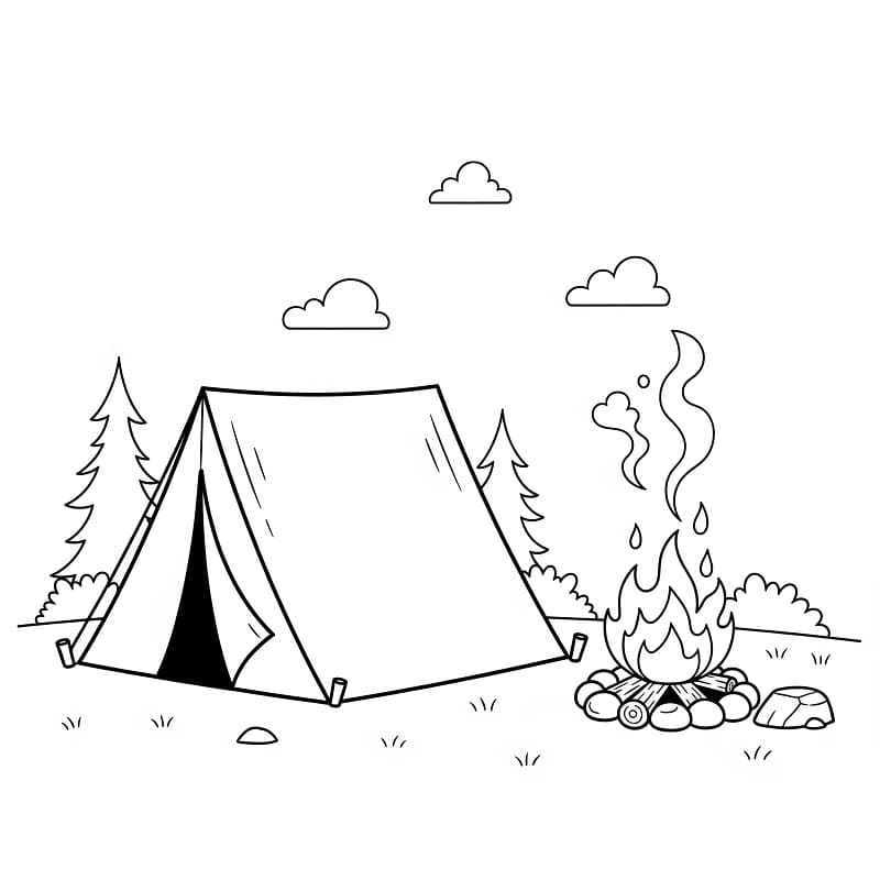 Camping gratis utskriftbar fargelegging