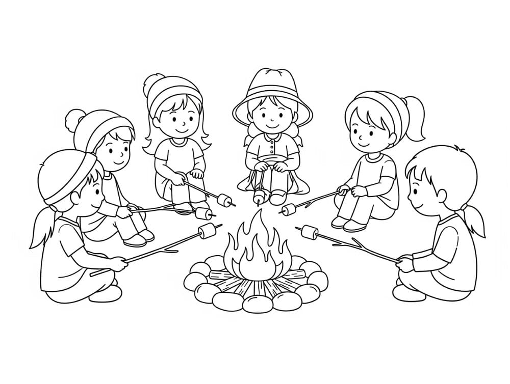 Camping utskriftbart bilde fargelegging