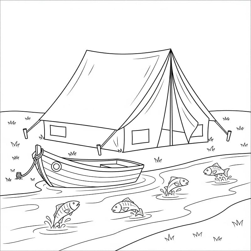 Campingaktivitet fargelegging