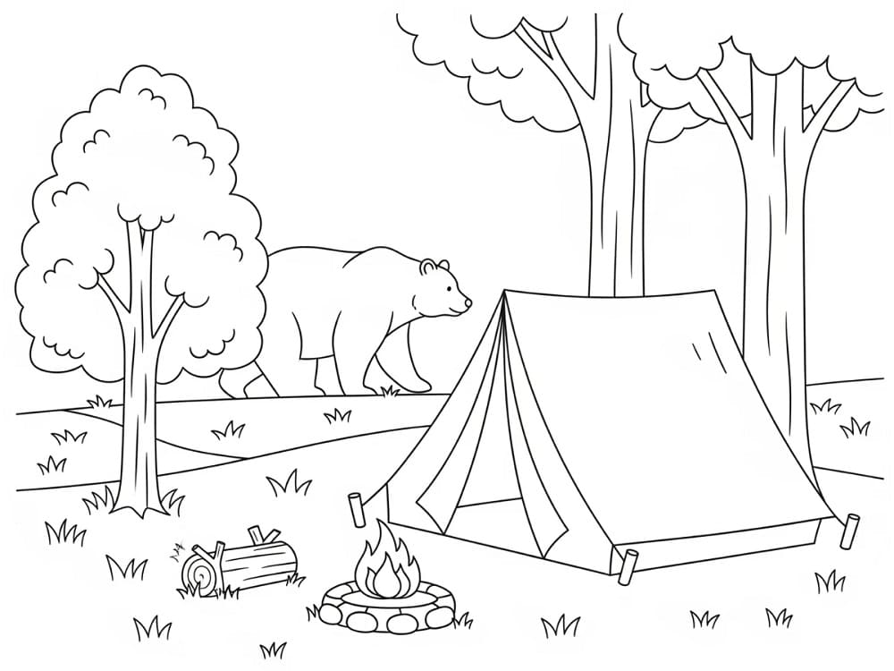 Gratis camping utskriftbar fargelegging