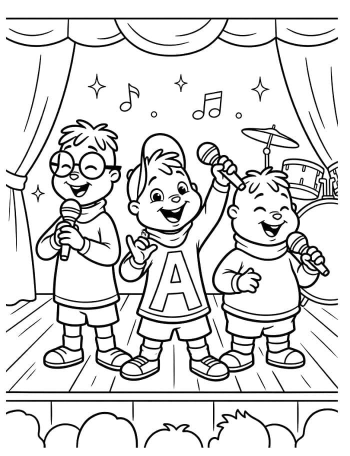 Gratis utskriftbar Alvin og gjengen fargelegging