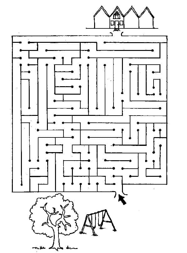 Labyrint for 5-åringer fargelegging