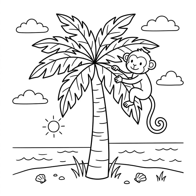 Palme på stranden fargelegging