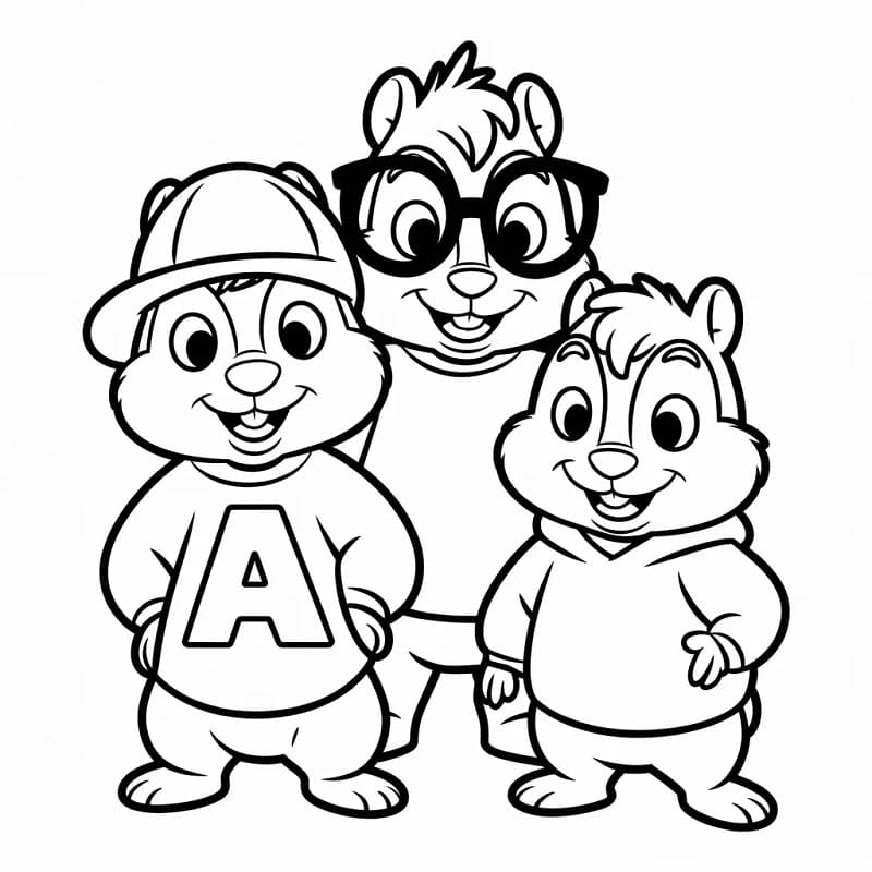 Skriv ut Alvin og gjengen fargelegging