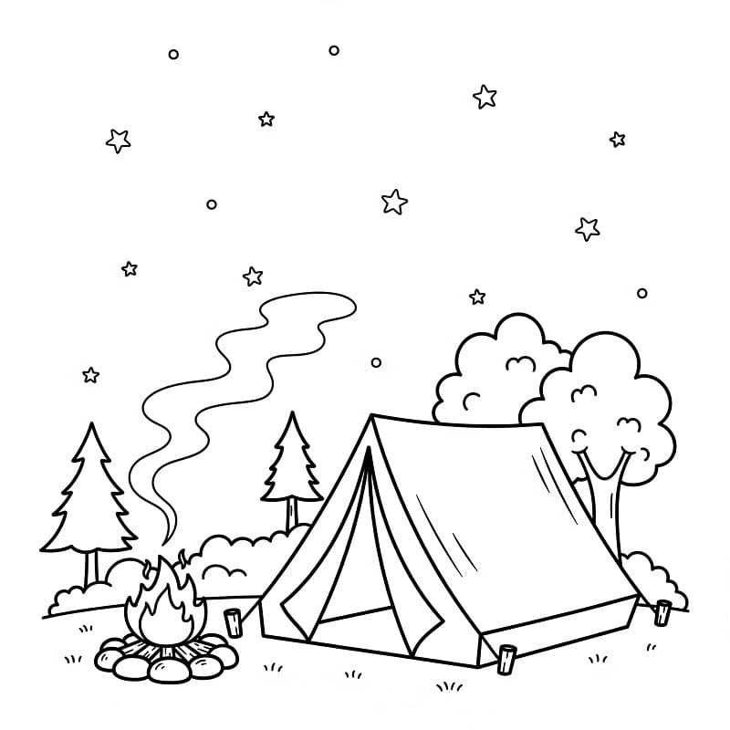 Skriv ut camping fargelegging