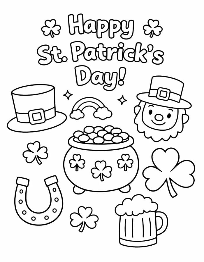 St. Patricks dag gratis utskriftbar fargelegging