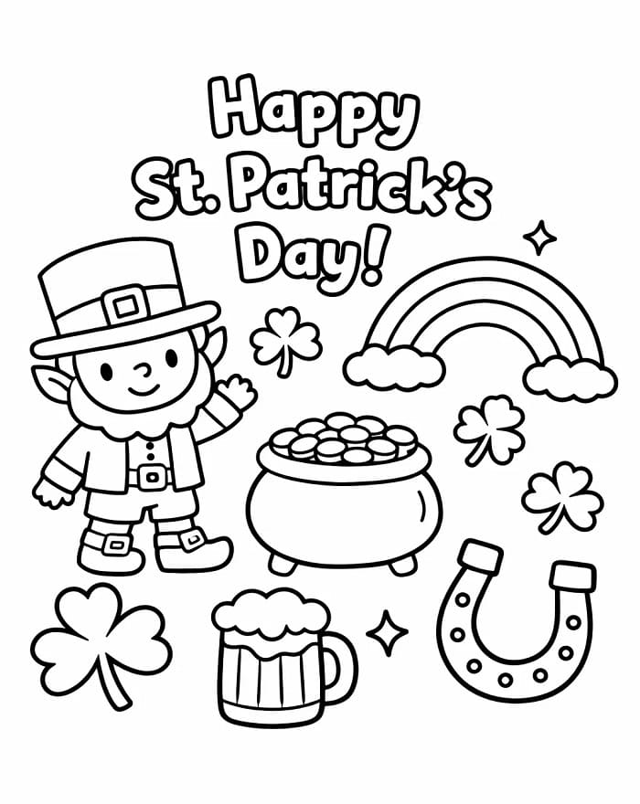 St. Patricks dag utskriftbar fargelegging