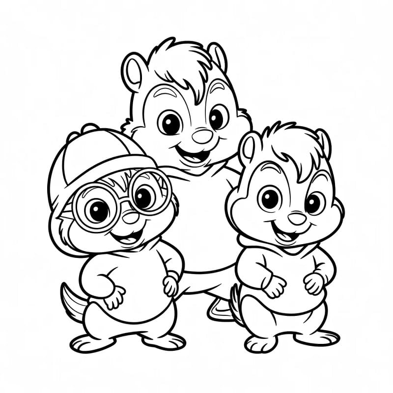 Tegneserie Alvin og gjengen fargelegging