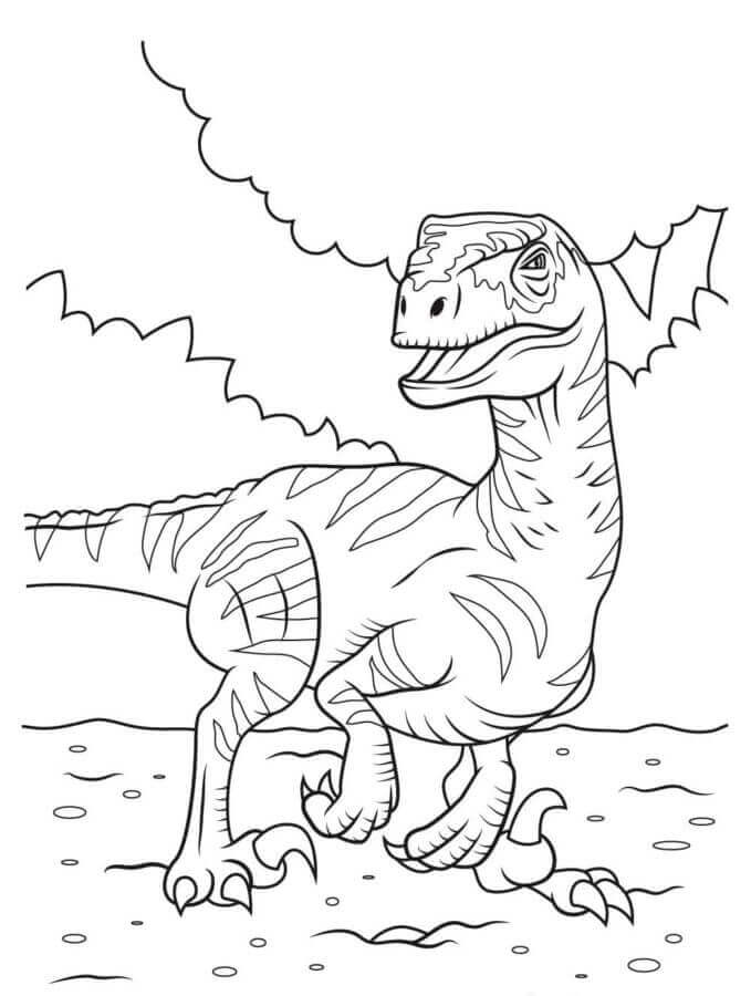 Utskriftbar Velociraptor for barn fargelegging