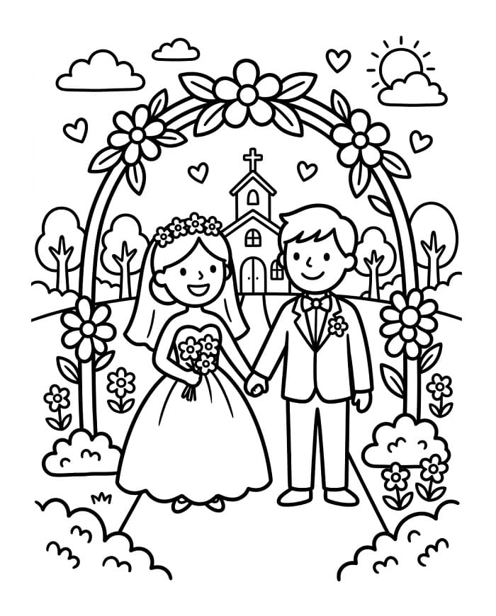 Animert bryllup fargelegging