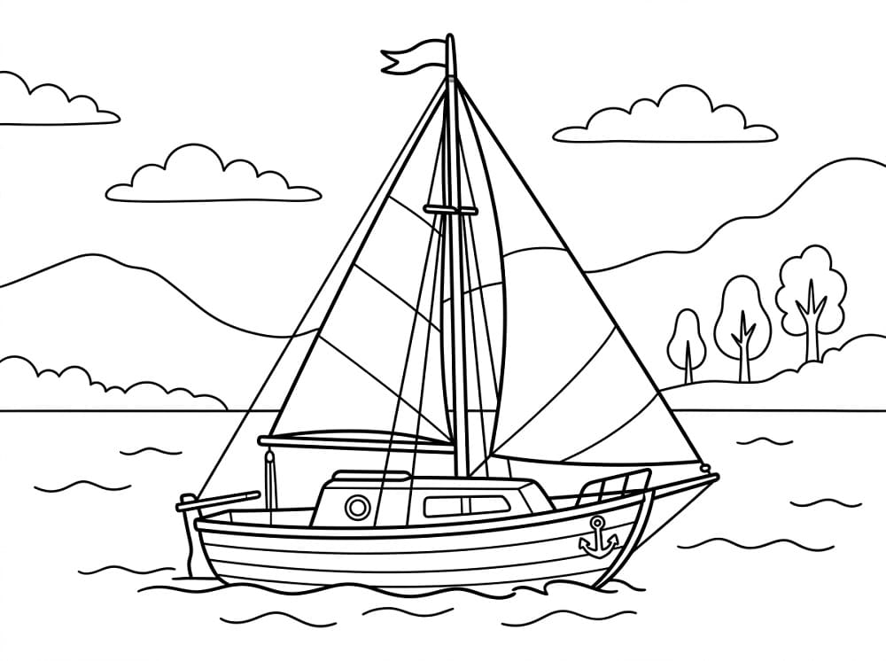 Båt gratis for barn fargelegging