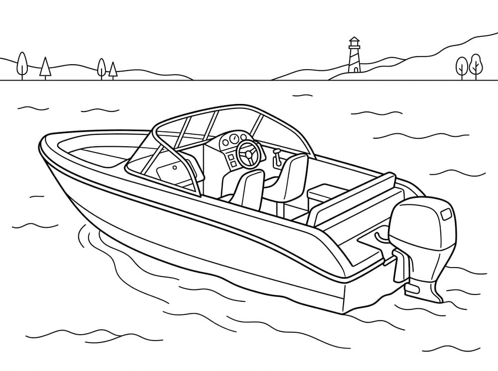 Båt utskriftbar for barn fargelegging