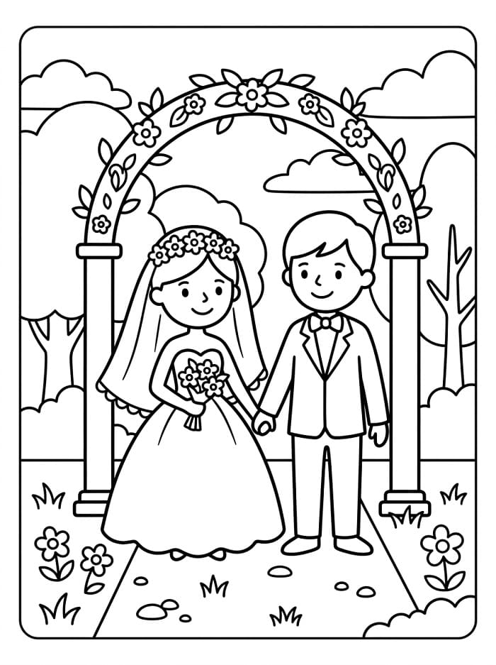 Bedårende bryllup fargelegging