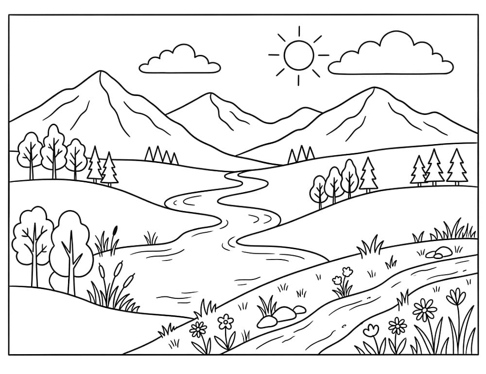 Enkelt landskap fargelegging