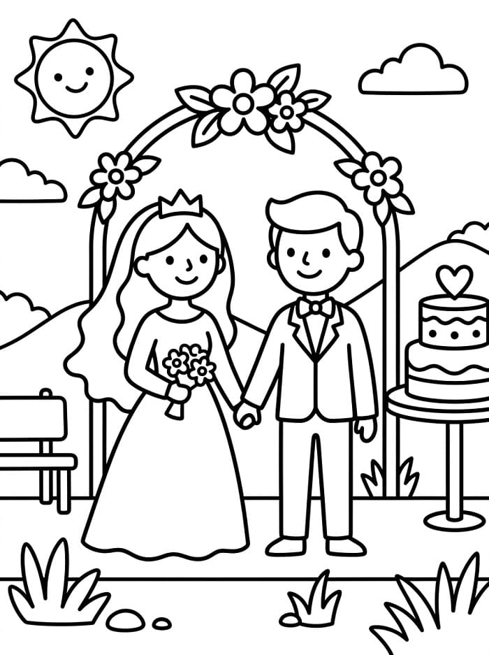 Et søtt bryllup fargelegging