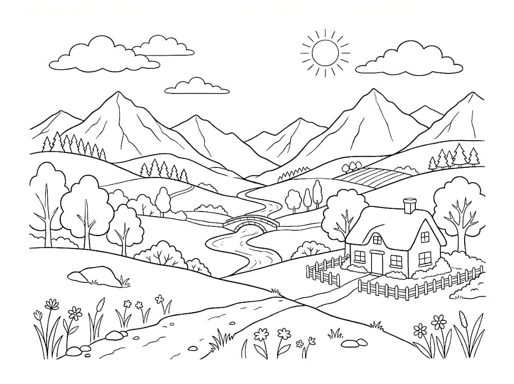 Fantastisk Naturlig landskap fargelegging