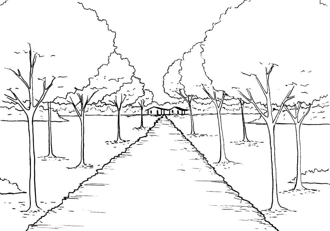 Gratis landskap for barn fargelegging