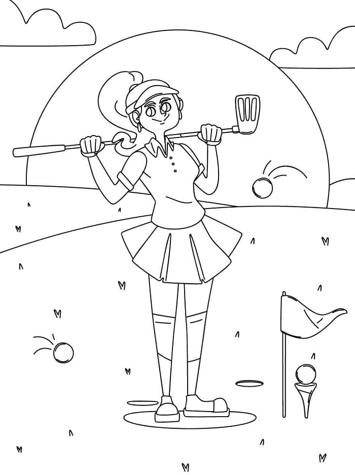 Jente golfspiller fargelegging