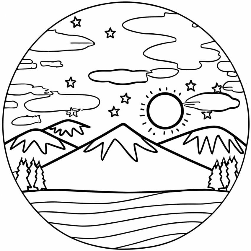 Landskap for 6-åringer fargelegging