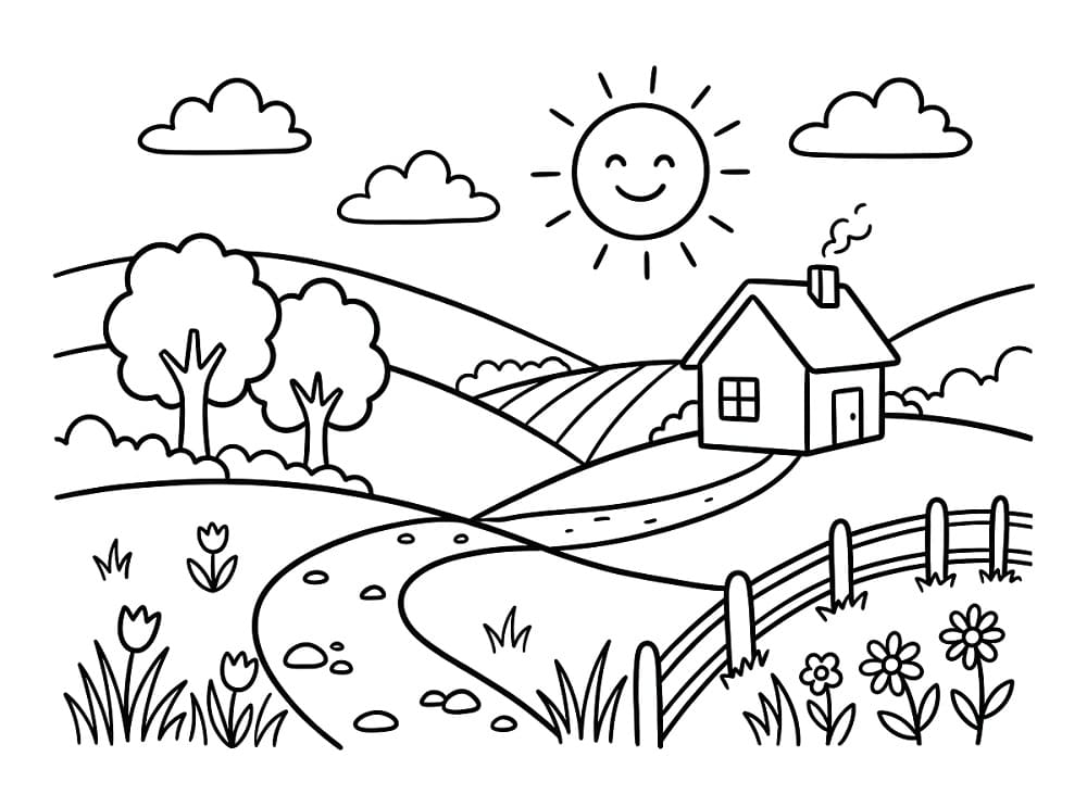 Landskap for barn fargelegging