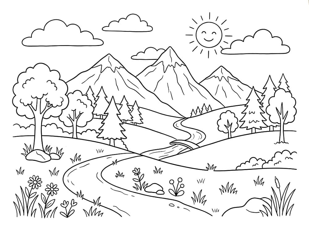 Landskap gratis bilde fargelegging