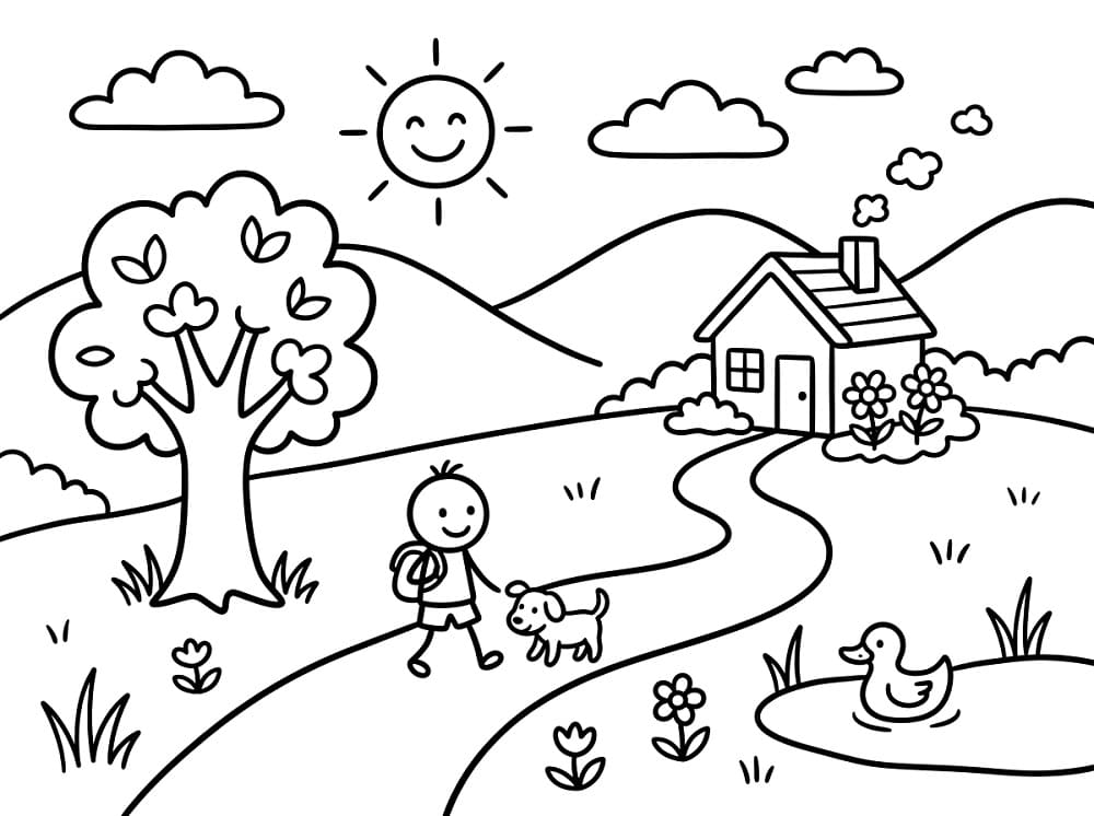 Landskap gratis for barn fargelegging