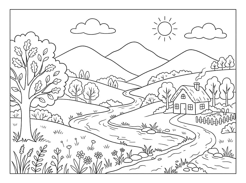 Landskap uten kostnad fargelegging