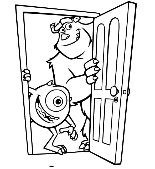 Randall i Monsterbedriften med Mike og Sulley fargelegging