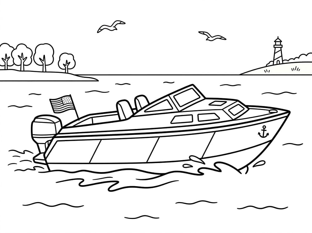 Utskriftbar båt fargelegging