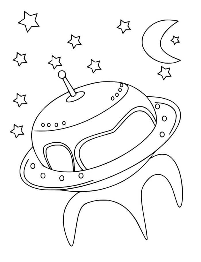 Utskriftbar romskip for barn fargelegging