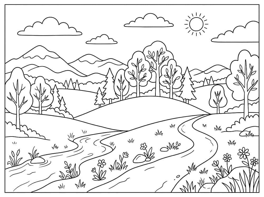 Vidunderlig landskap fargelegging