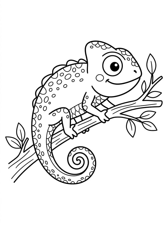 Kameleon på gren fargelegging