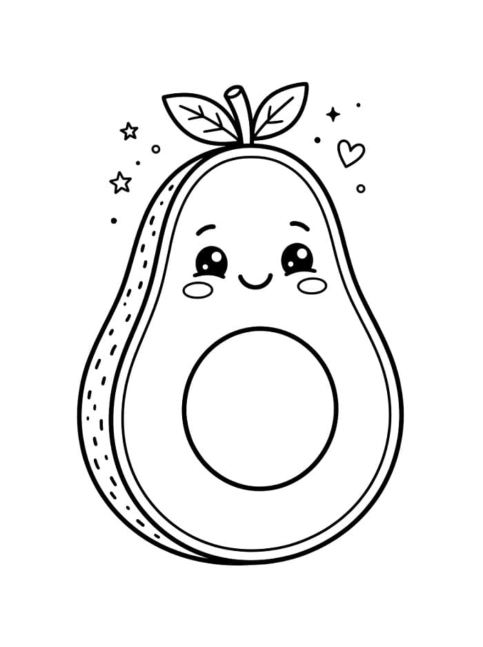 Kawaii-avokadofrukt fargelegging