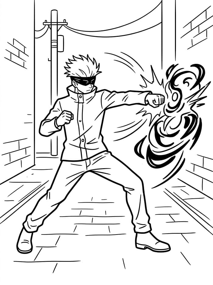 Animert Satoru Gojo fargelegging