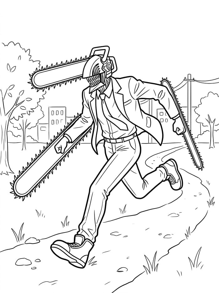Chainsaw Man gratis bilde fargelegging