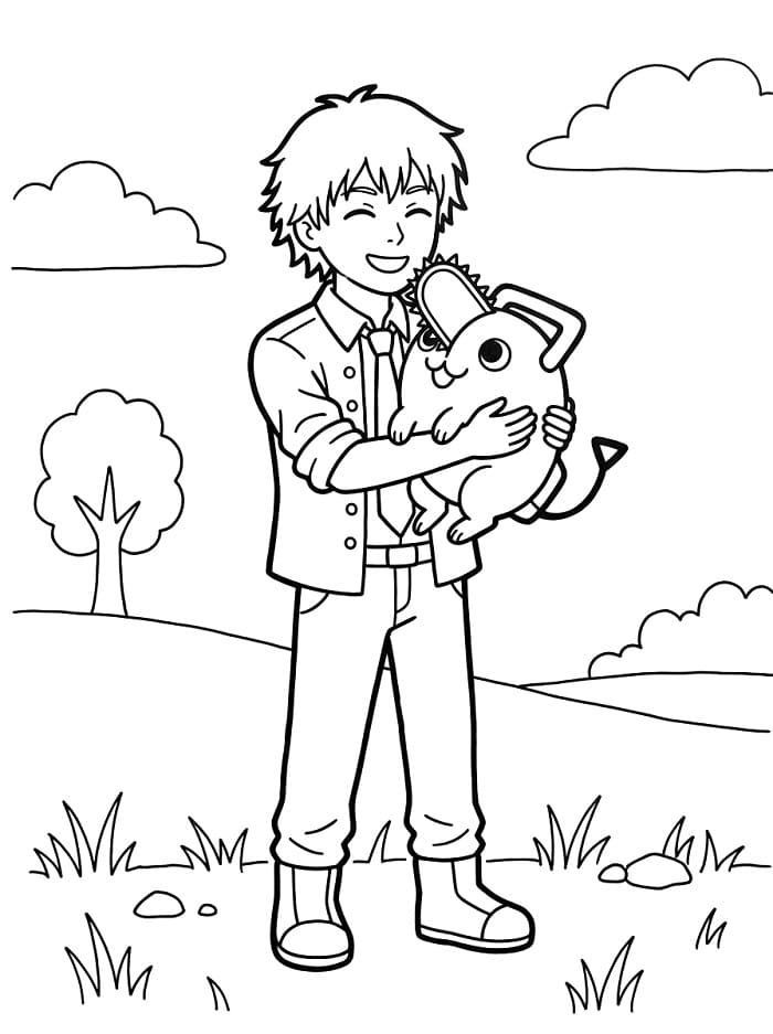 Chainsaw Man gratis utskriftbar fargeleggingsside