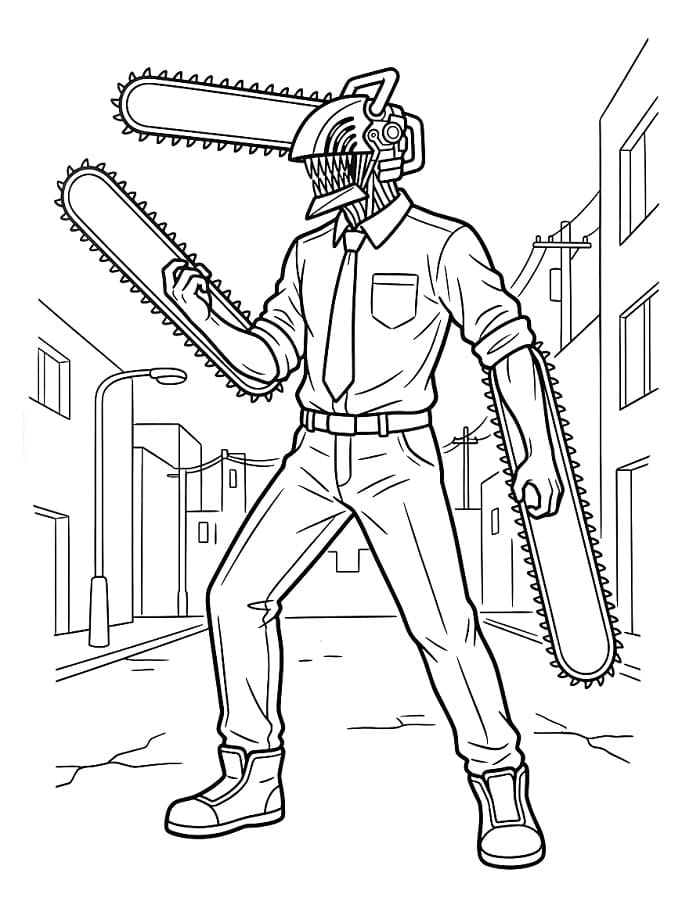 Gratis Chainsaw Man utskriftbar fargeleggingsside