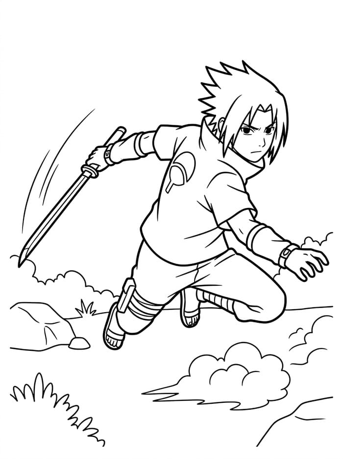 Gratis Sasuke utskriftbar fargelegging