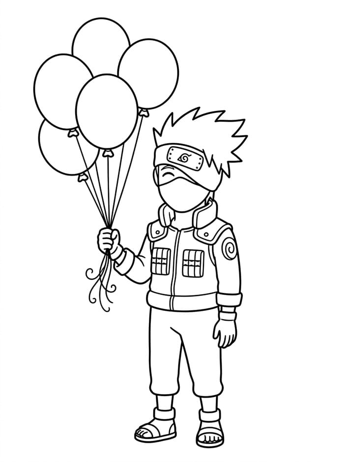 Kakashi med ballonger fargelegging