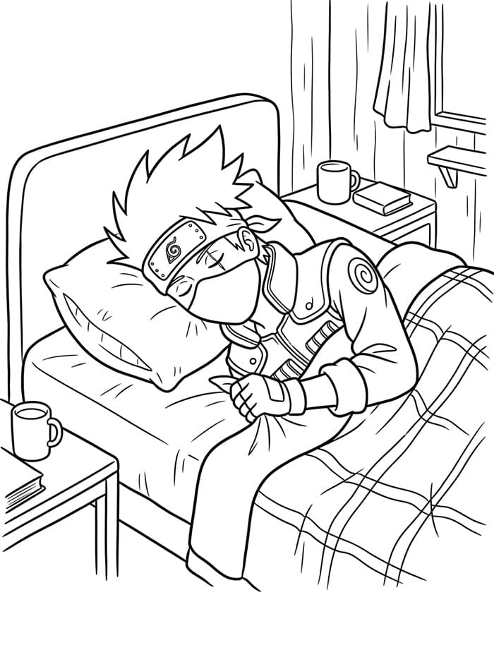 Kakashi på seng fargelegging