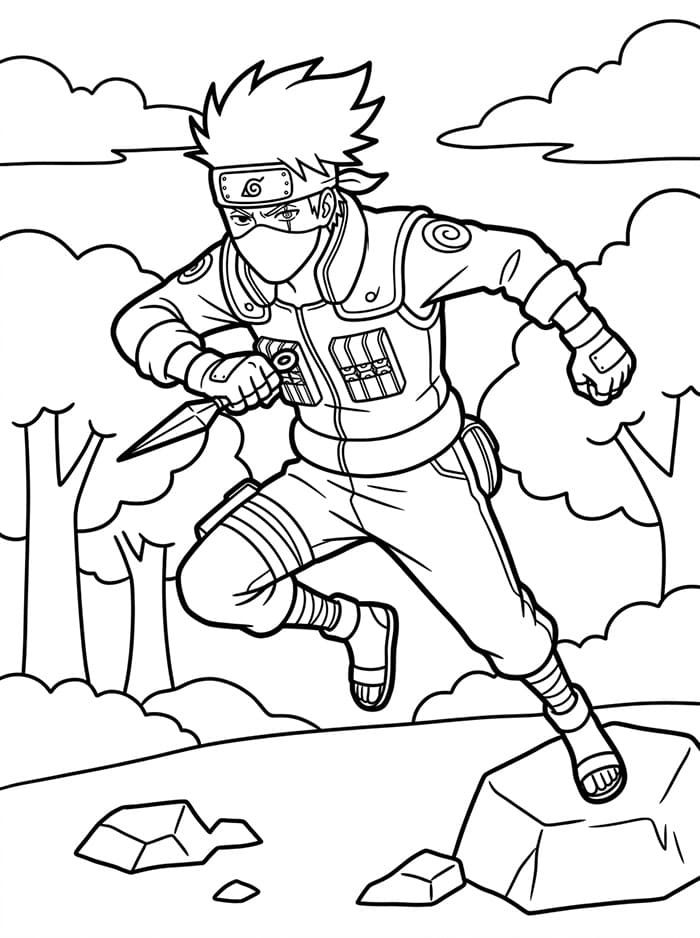 Kakashi utskriftbar for barn fargelegging